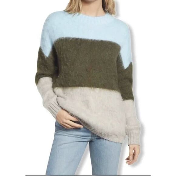 NWT BP. Nordstrom women’s color block pullover Fuzzy Knit sweater XS - Picture 1 of 5